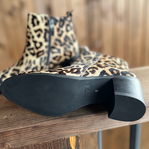 LEOPARD Genuine Cowhide & Leather Bootie 2025 TREND combat ankle boot used - Picture 8 of 14